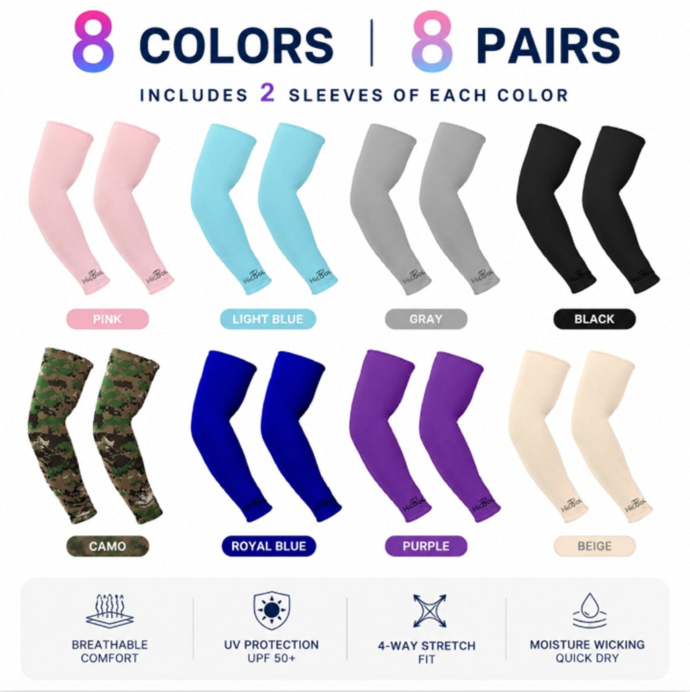 8-Pair Cooling Arm Sleeves for Outdoor Sports | TIKA