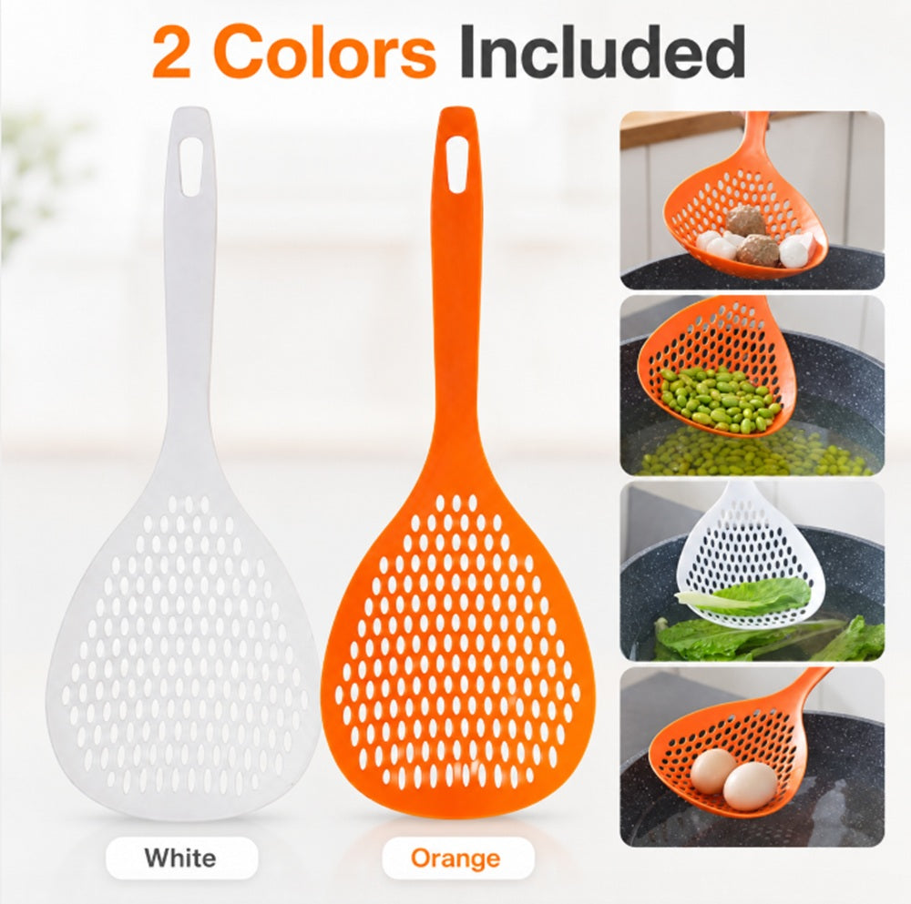2-Piece Long-Handle Scoop Colander & Food Strainer Set | TIKA