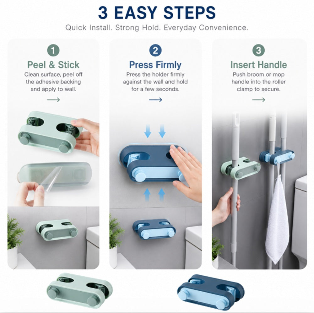 2-Pack Wall-Mounted Broom and Mop Holders | TIKA