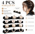4-Piece Crystal-Style Flower & Clover Hair Clip Set | TIKA