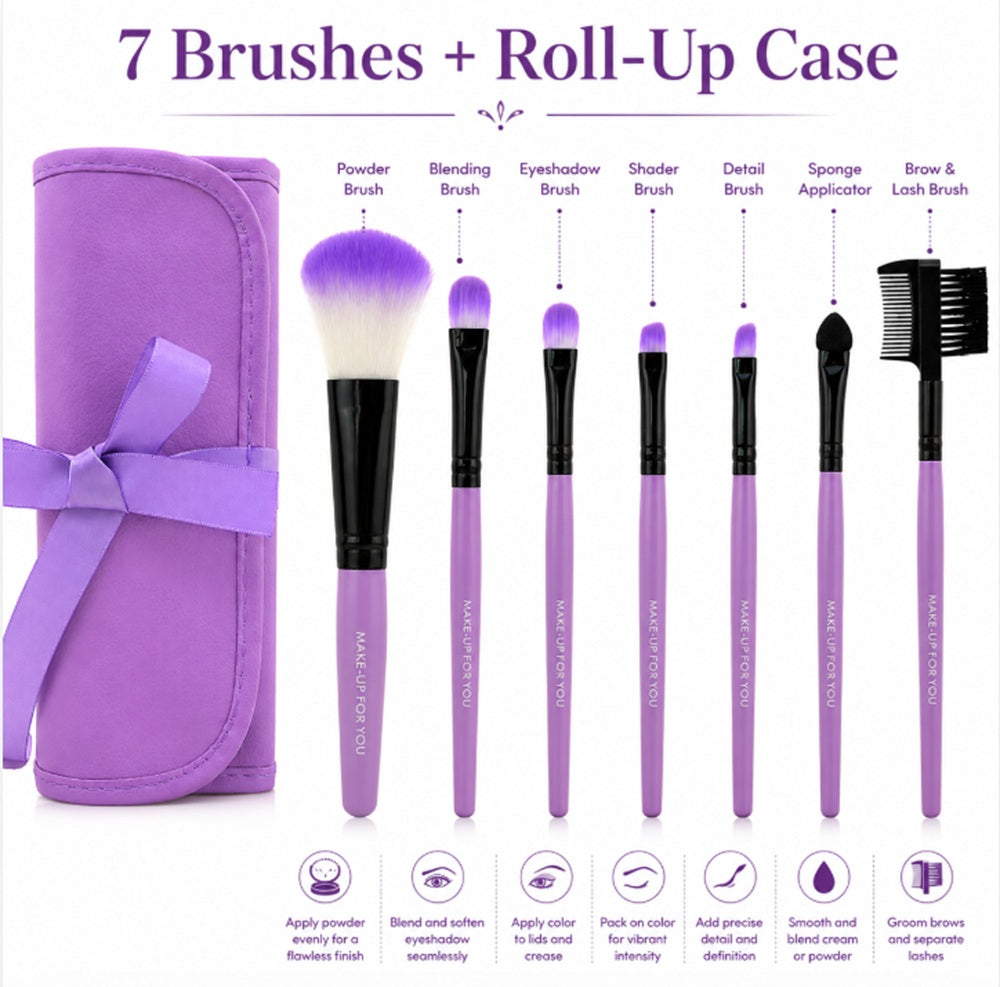 7-Piece Face, Eye & Lip Makeup Brush Set | TIKA
