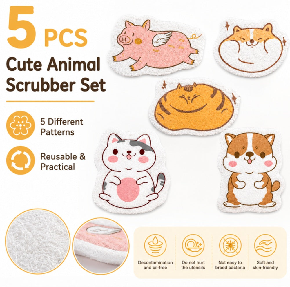 5-Pack Double-Sided Wood Pulp Dish Sponges | TIKA