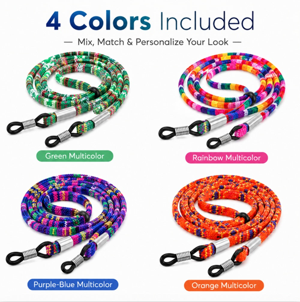 4-Pack Adjustable Eyeglass Neck Straps | TIKA