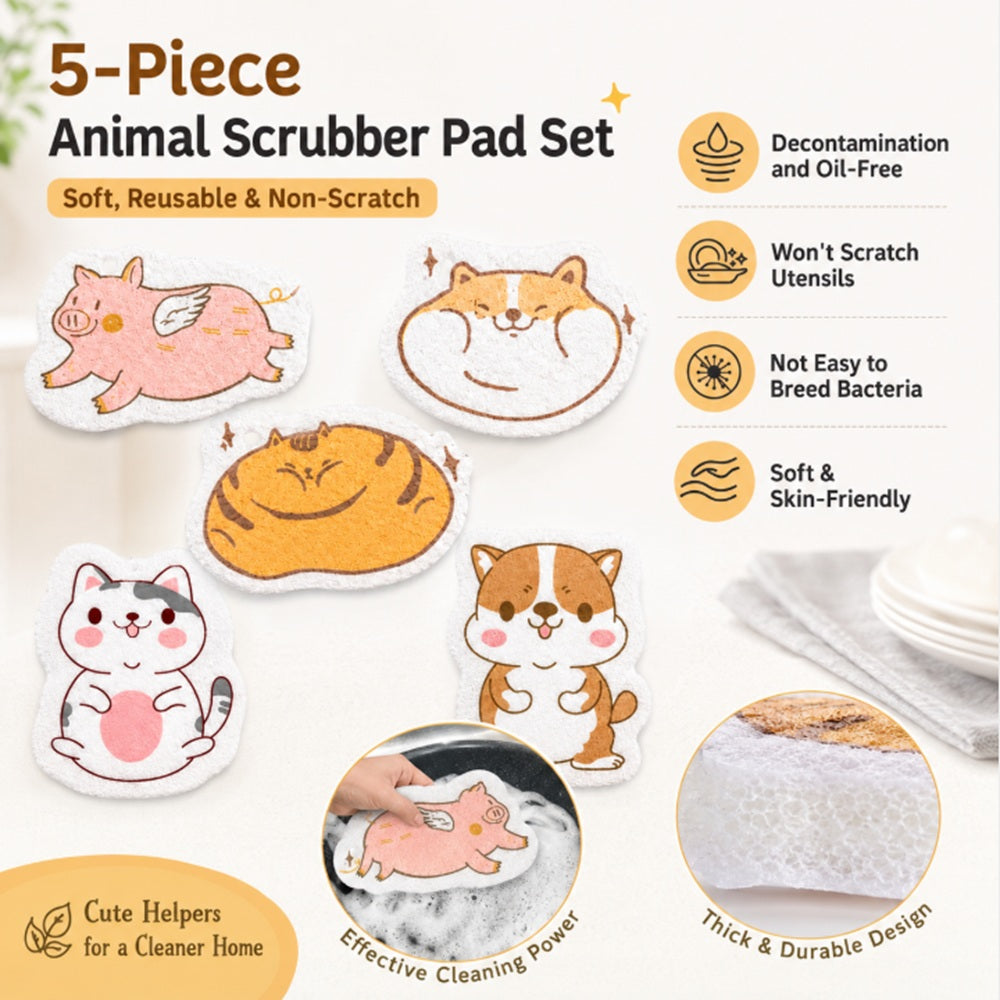 5-Pack Double-Sided Wood Pulp Dish Sponges | TIKA