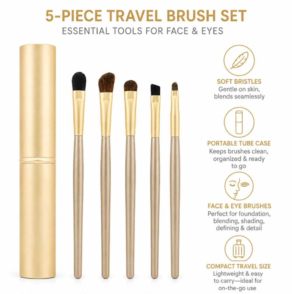 5-Piece Travel Makeup Brush Set | TIKA