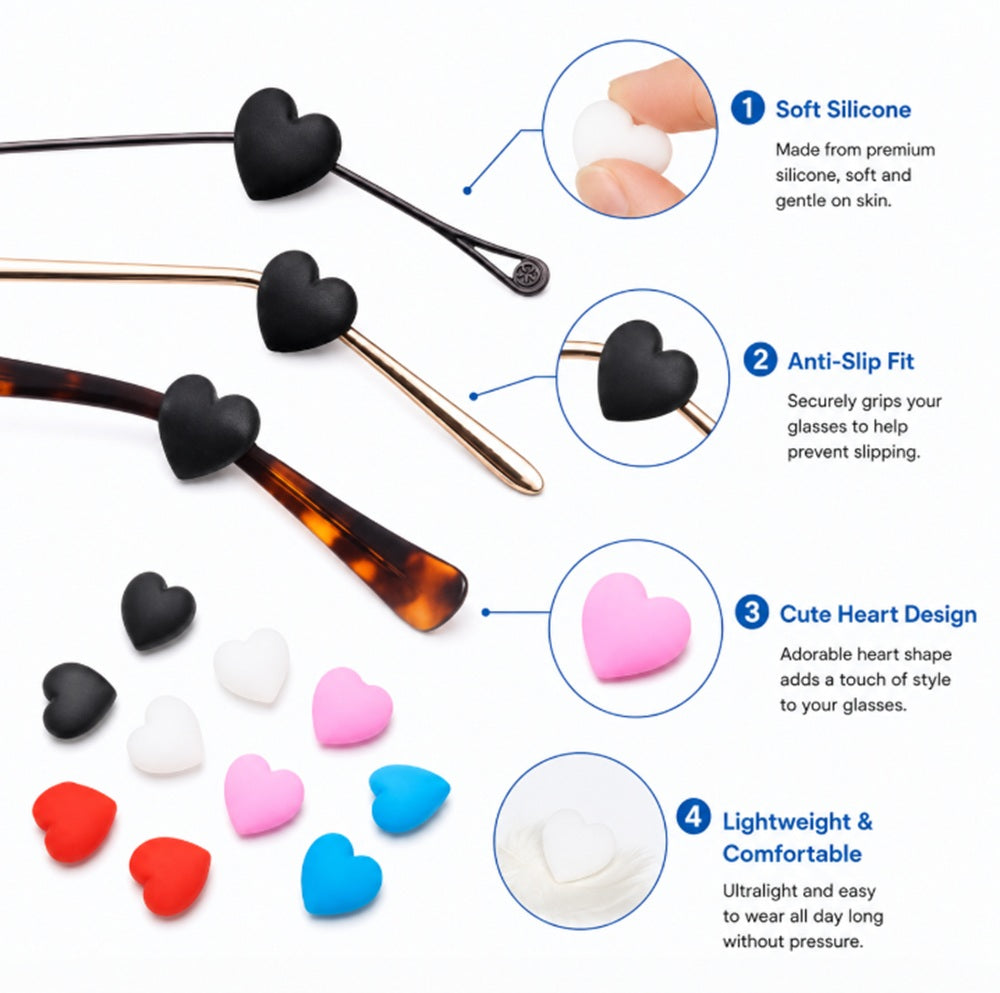 5-Pair Silicone Anti-Slip Eyeglass Ear Hooks | TIKA