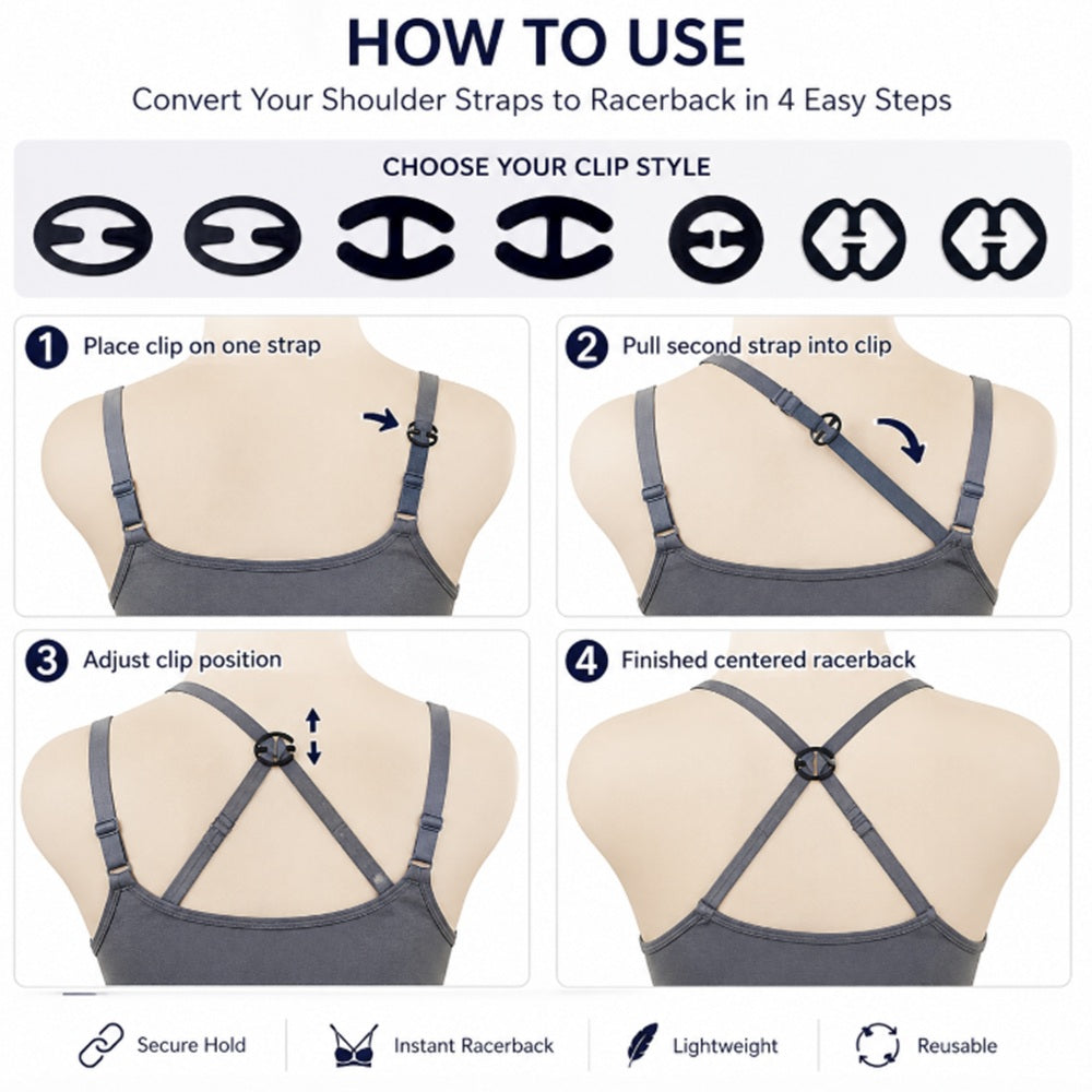 8-Piece Bra Strap Clips & Racerback Converters | TIKA