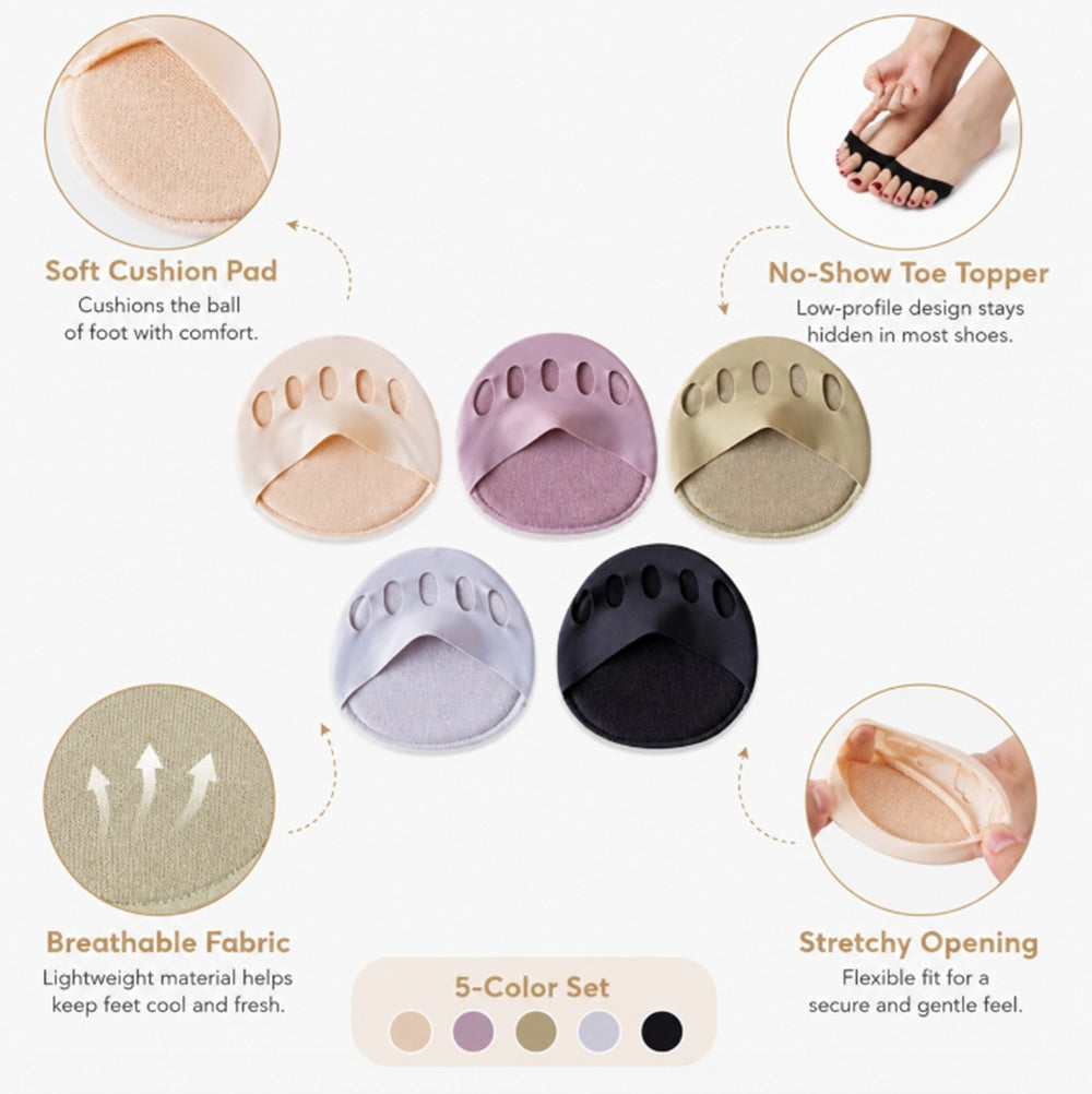 5-Pair No-Show Toe Topper Forefoot Socks | TIKA