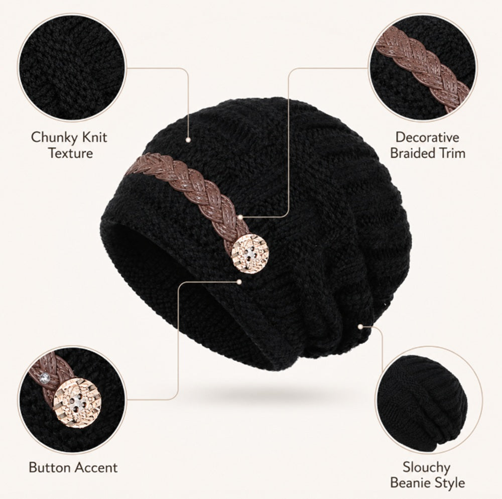 Women's Bubble Knit Slouchy Beanie Winter Hat | TIKA