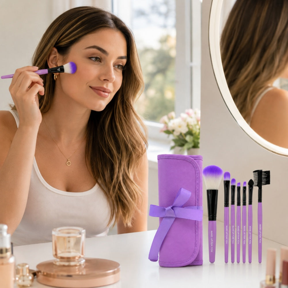 7-Piece Face, Eye & Lip Makeup Brush Set | TIKA