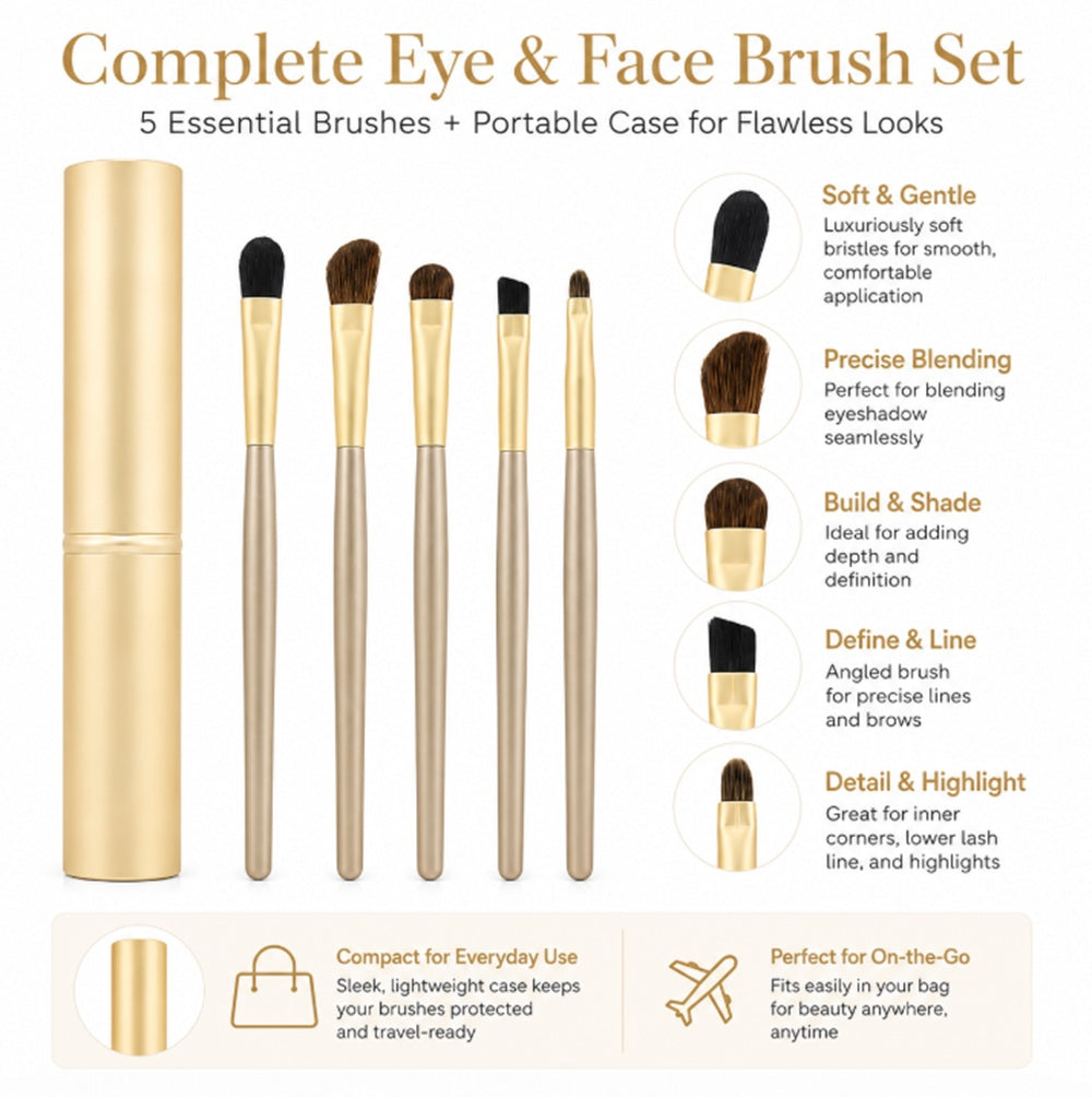 5-Piece Travel Makeup Brush Set | TIKA