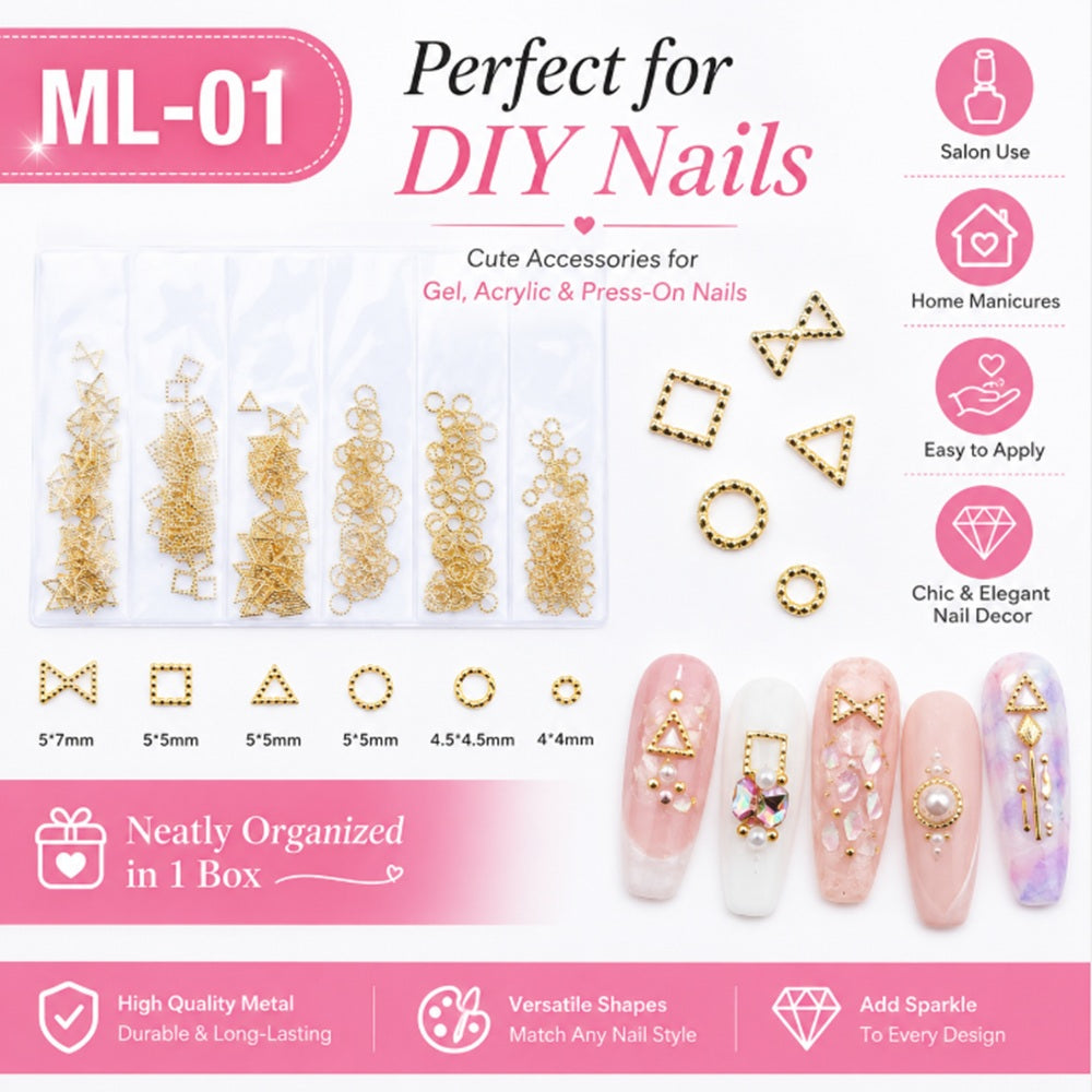 3D Nail Art Rhinestone & Gold-Tone Charm Kit | TIKA