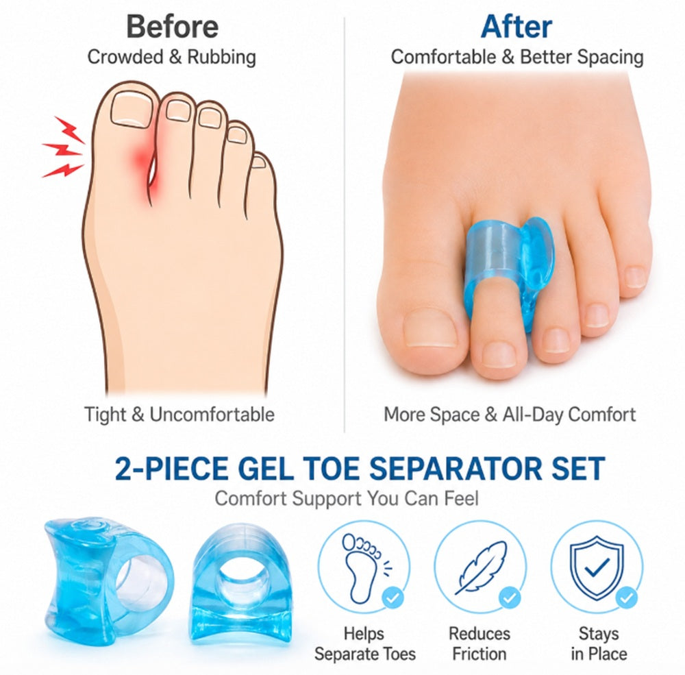 1-Pair Reusable Silicone Gel Big Toe Spacers | TIKA