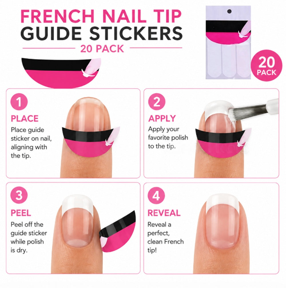 20-Pack French Manicure Nail Guide Stickers | TIKA