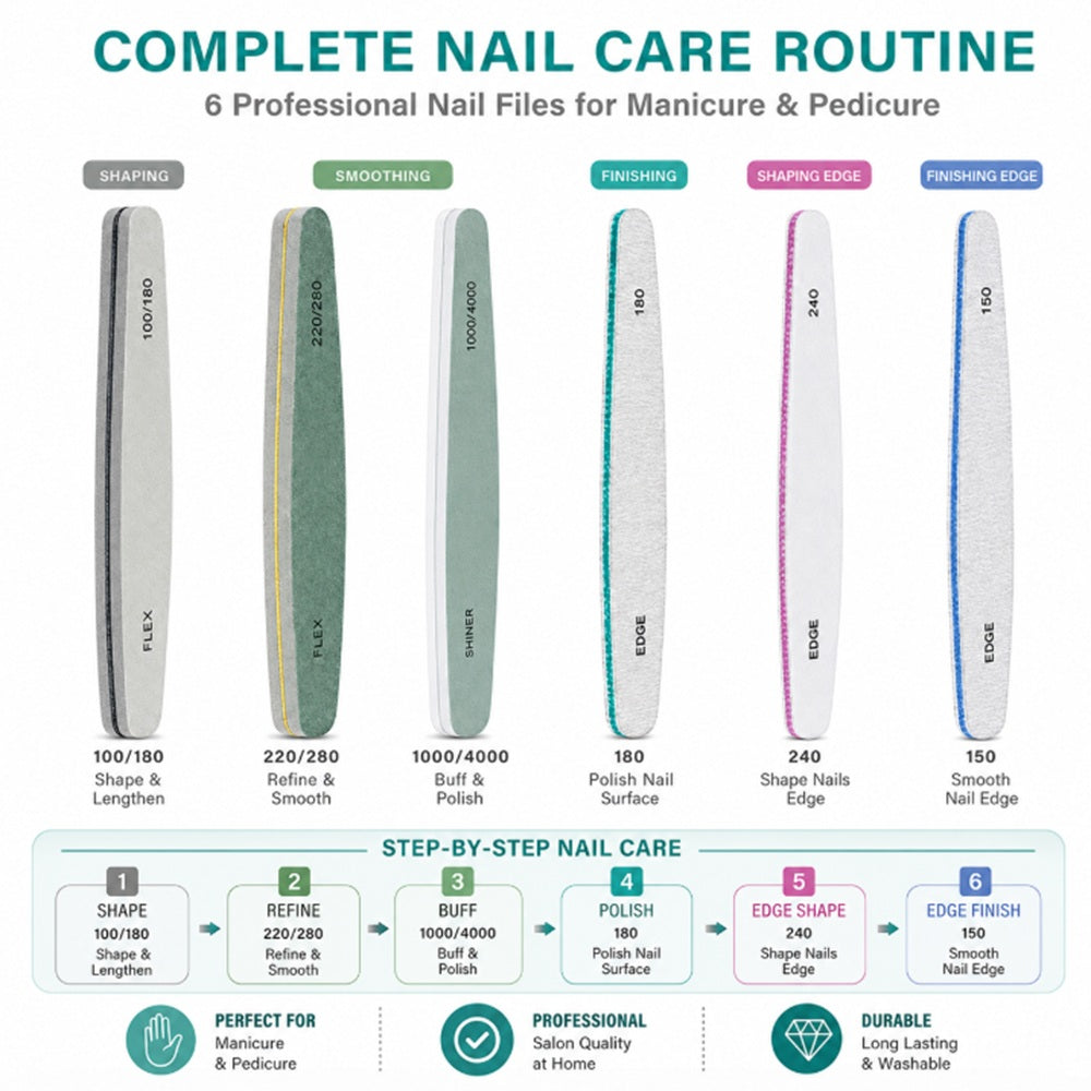 6-Piece Double-Sided Nail File & Buffer Set | TIKA