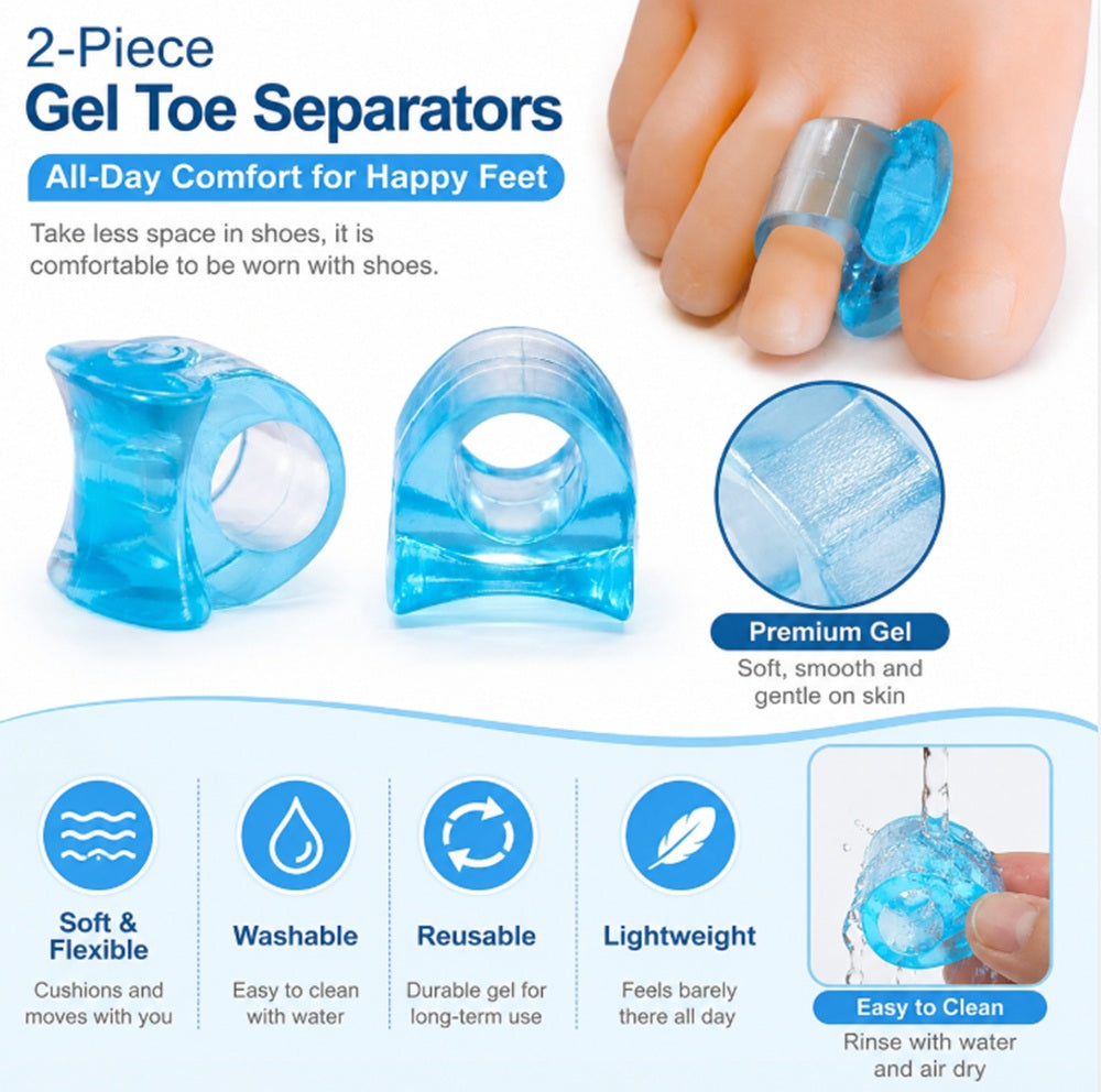 1-Pair Reusable Silicone Gel Big Toe Spacers | TIKA