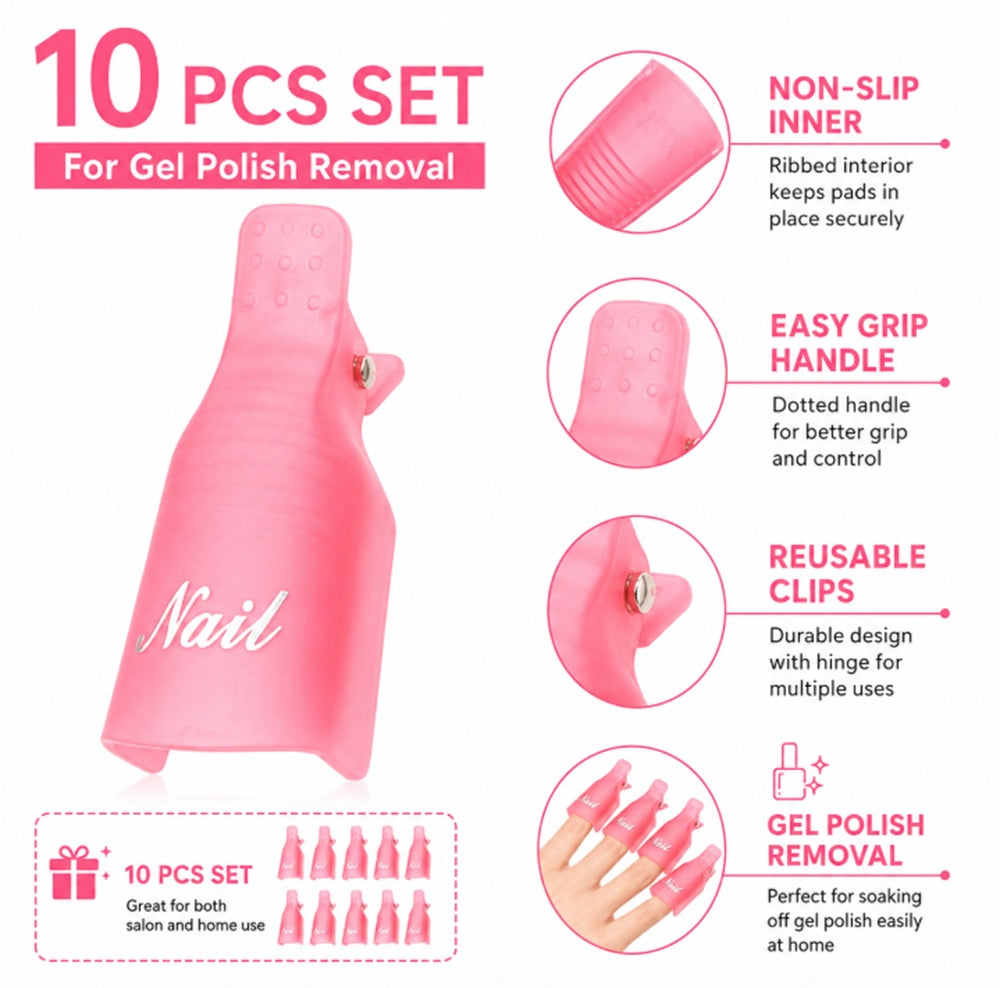 10-Pack Gel Nail Polish Soak-Off Clips | TIKA