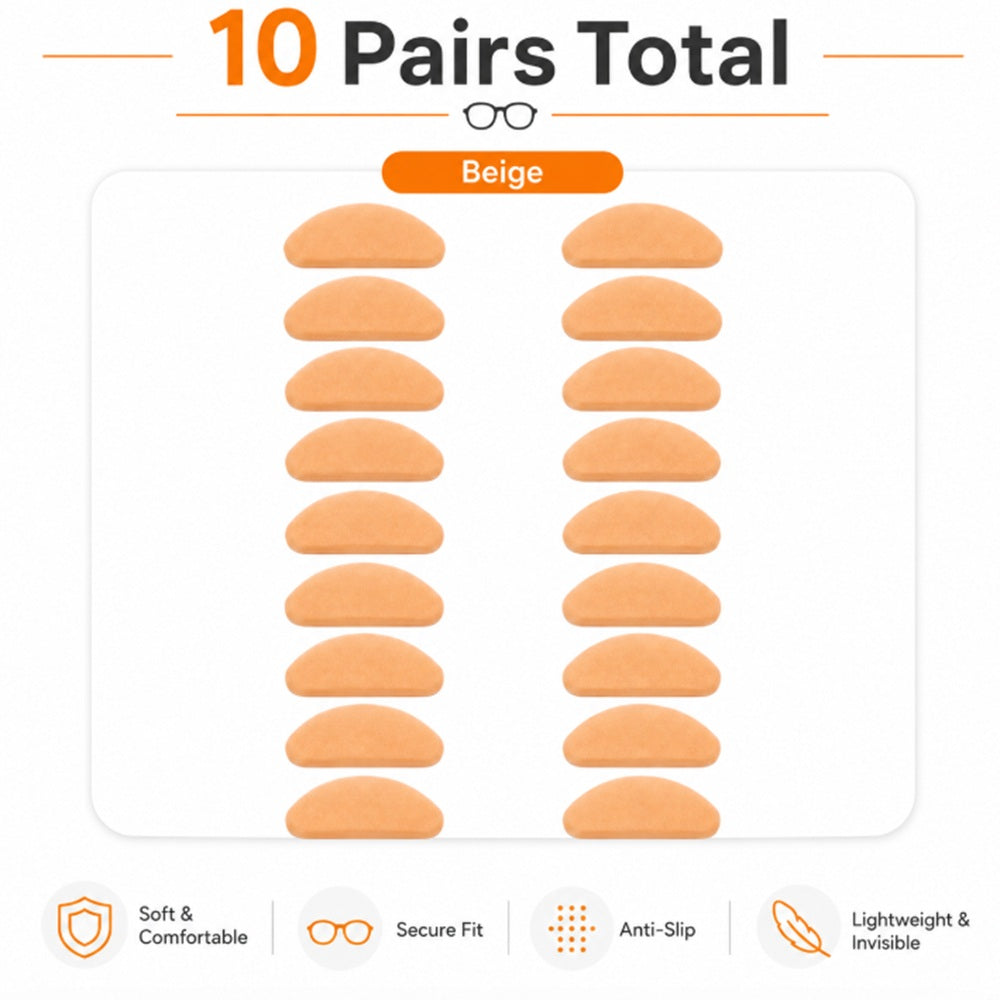 10-Pair Self-Adhesive Foam Nose Pads for Glasses | TIKA