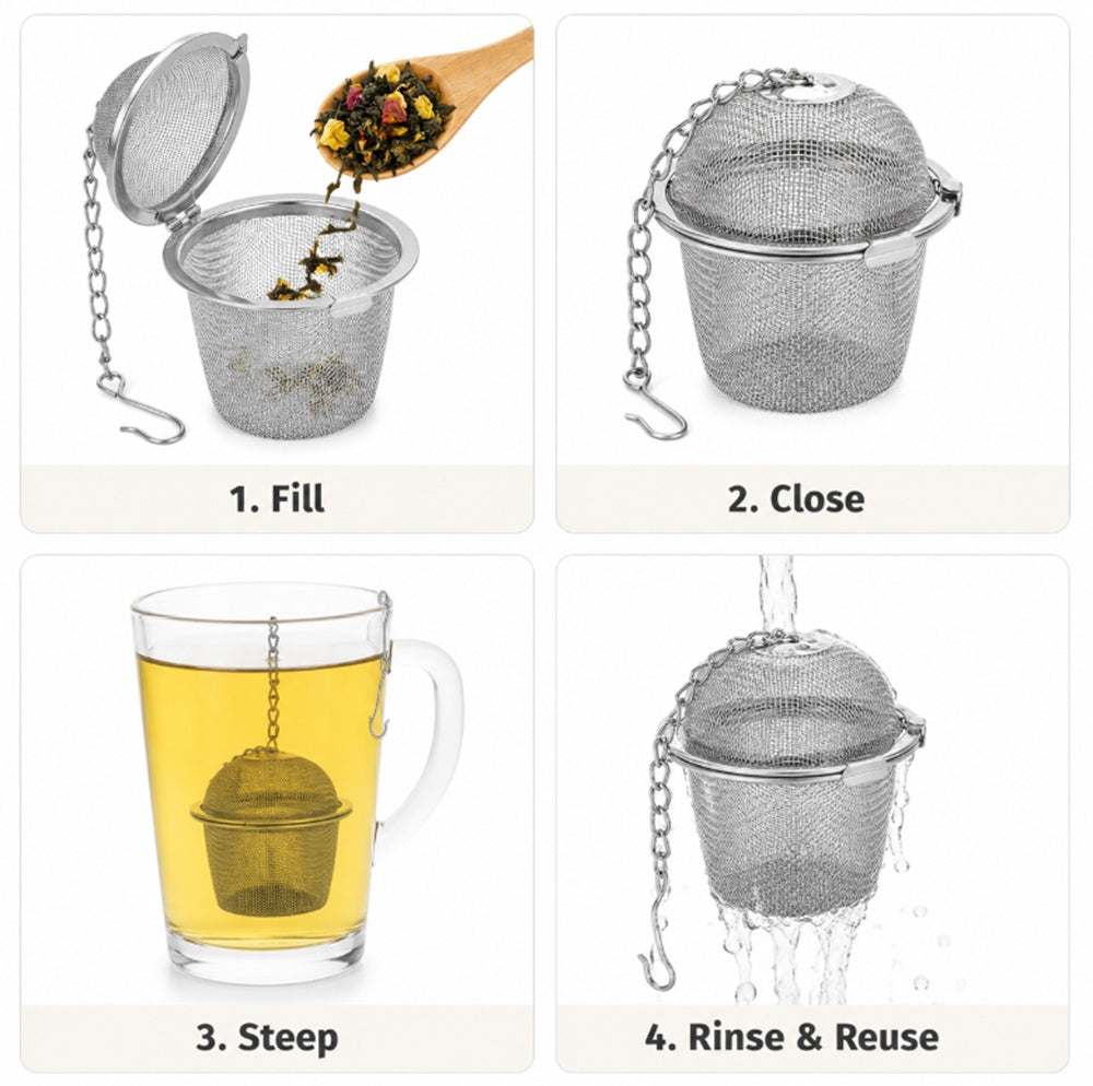 Stainless Steel Mesh Tea Infuser Ball with Chain for Loose-Leaf Tea | TIKA