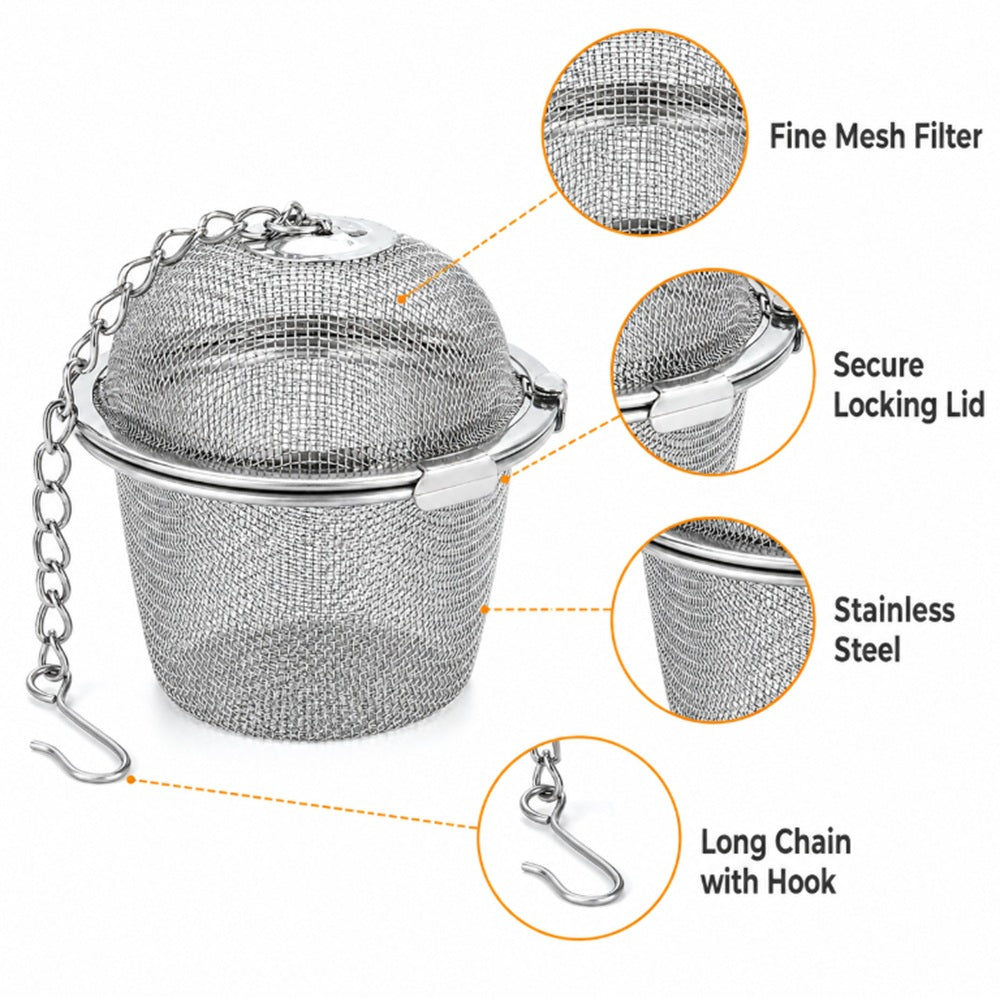 Stainless Steel Mesh Tea Infuser Ball with Chain for Loose-Leaf Tea | TIKA