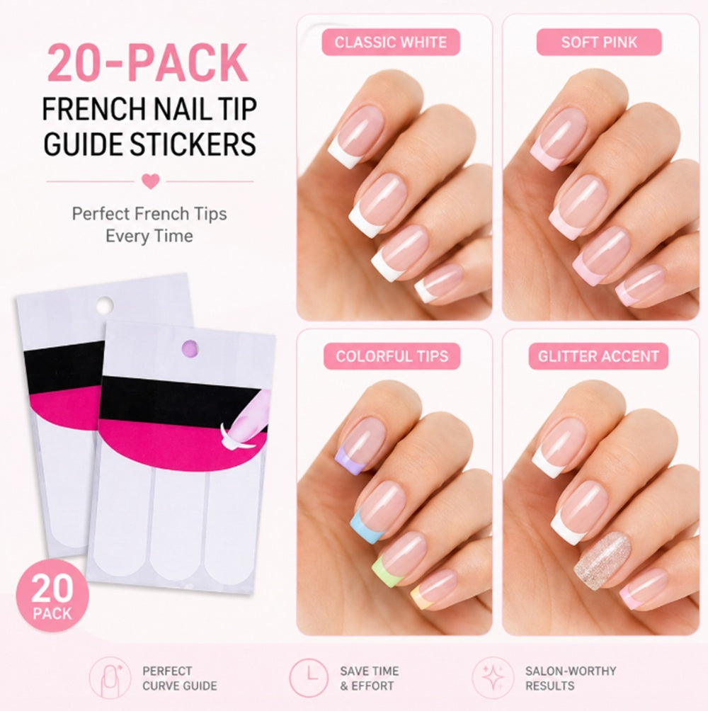 20-Pack French Manicure Nail Guide Stickers | TIKA