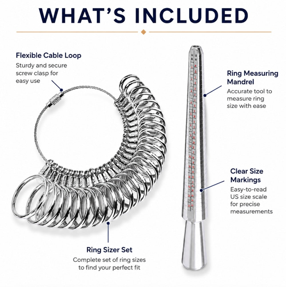 Metal Ring Sizer Gauge & Mandrel Measuring Set | TIKA