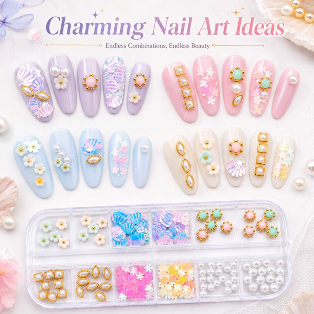 12-Grid Nail Rhinestone Kit for 3D Nail Art | TIKA