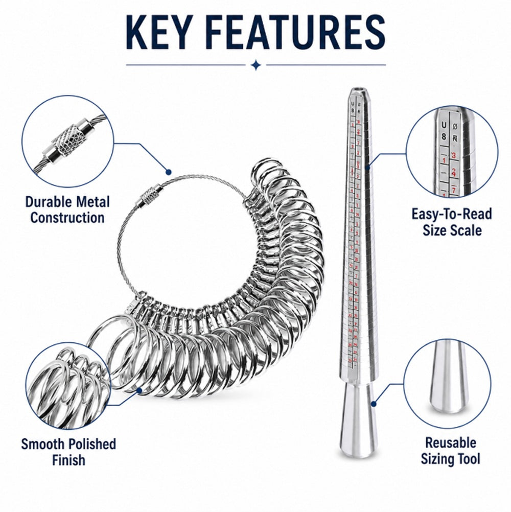 Metal Ring Sizer Gauge & Mandrel Measuring Set | TIKA