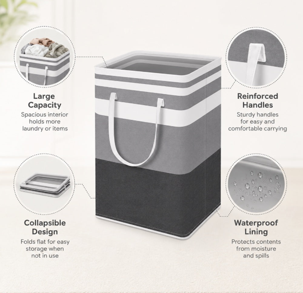 Large Collapsible Laundry Basket & Freestanding Hamper | TIKA