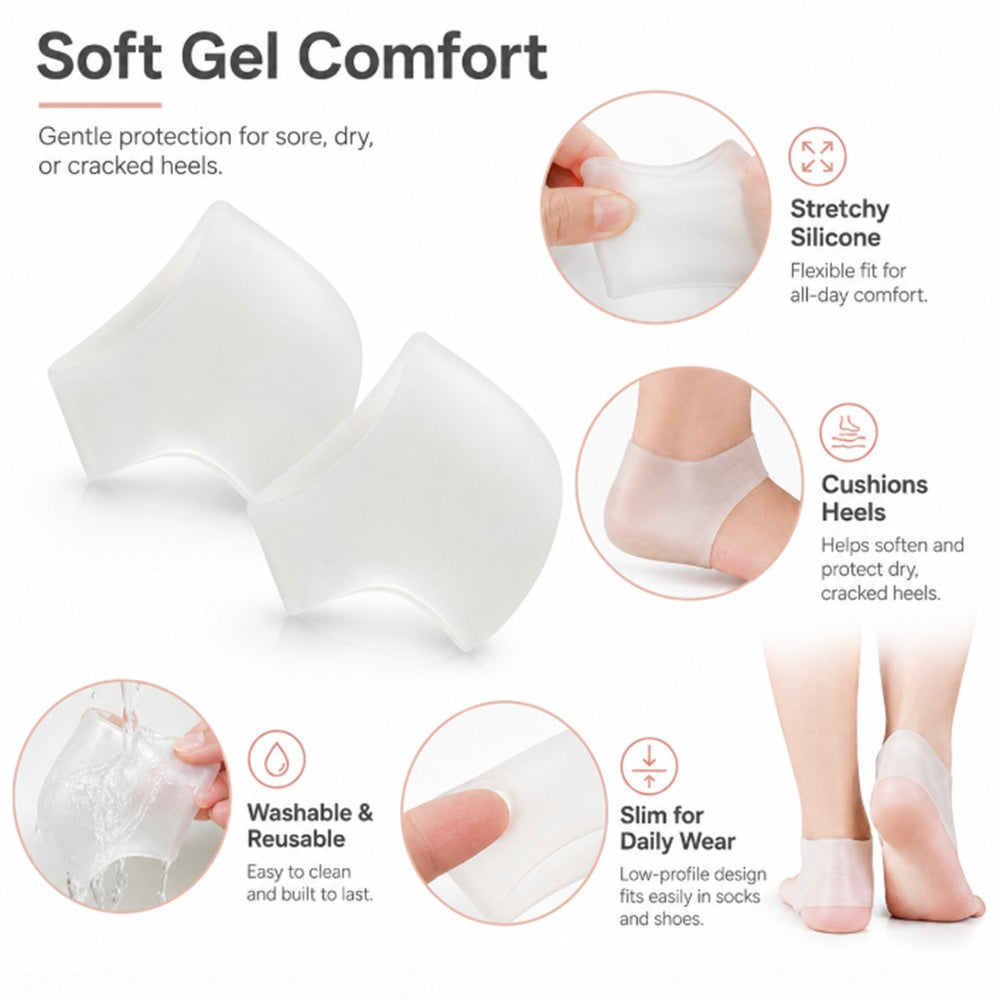 1-Pair Silicone Gel-Lined Open-Heel Socks | TIKA