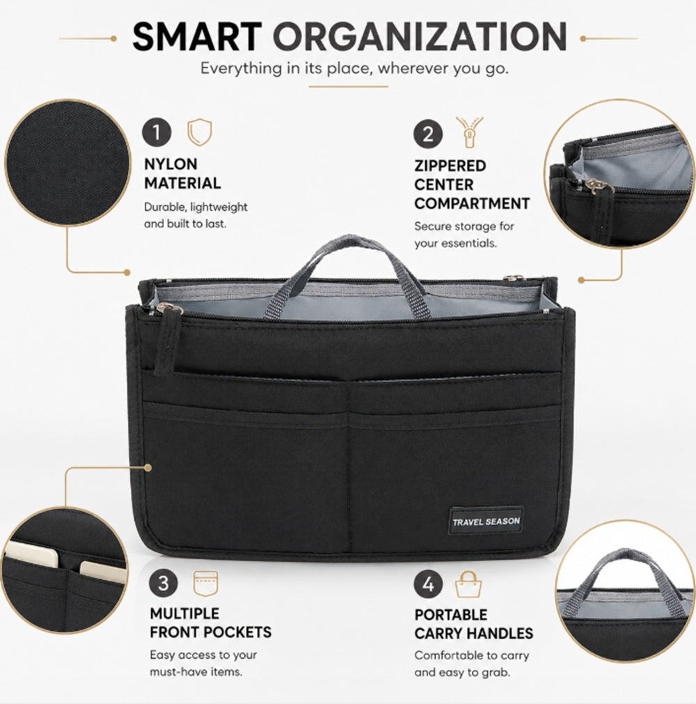 Multi-Pocket Handbag Organizer Insert for Purses & Totes | TIKA
