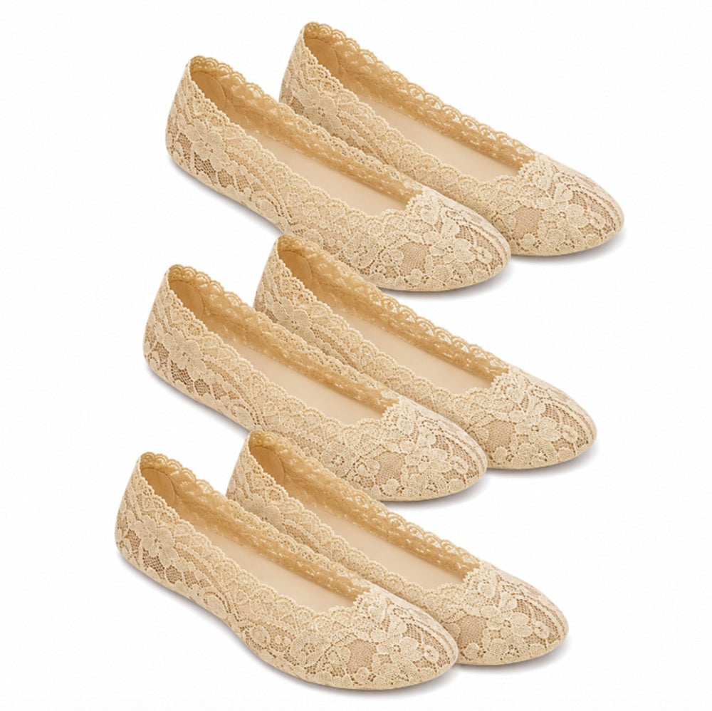 3-Pair Women’s Lace No-Show Liner Socks | TIKA