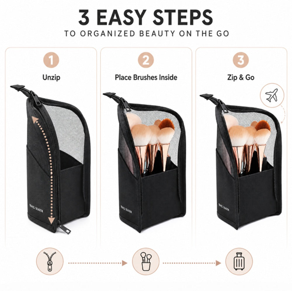 Clear Waterproof Travel Makeup Brush Holder | TIKA
