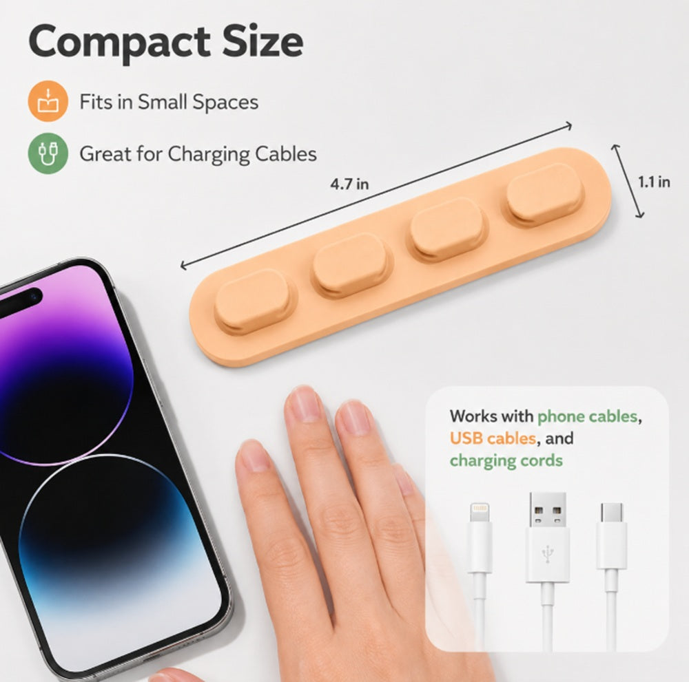 3-Pack Self-Adhesive Silicone Cable Organizer Clips | TIKA