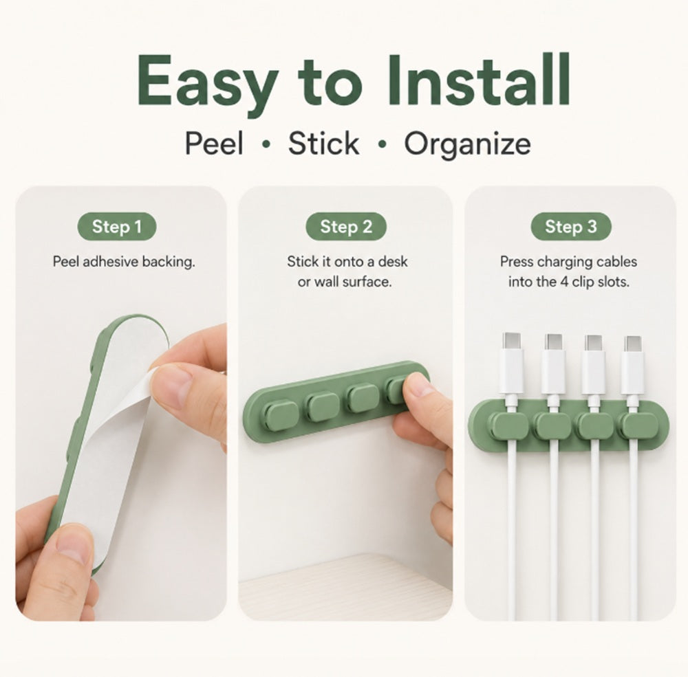 3-Pack Self-Adhesive Silicone Cable Organizer Clips | TIKA