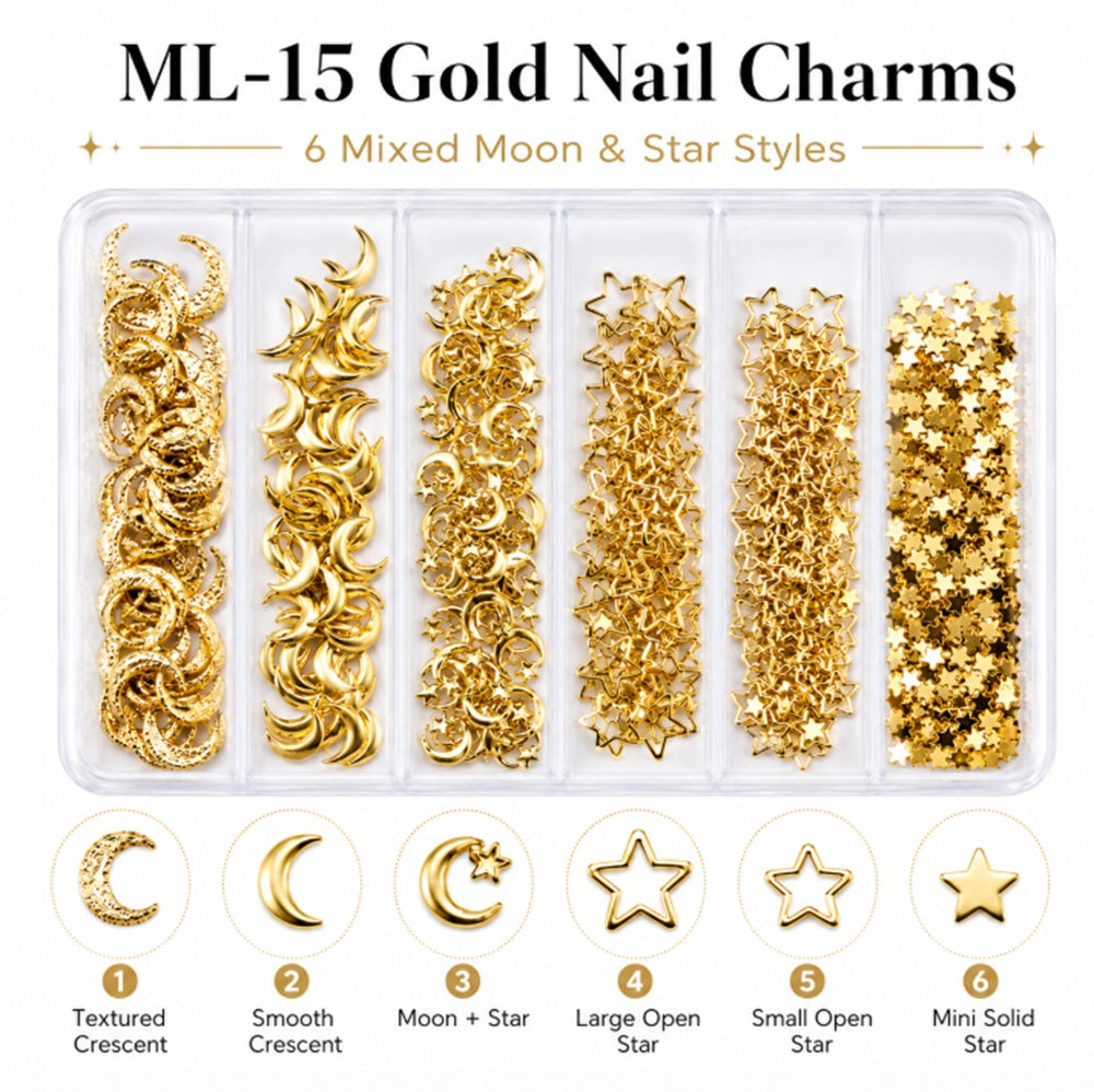 3D Nail Art Rhinestone & Gold-Tone Charm Kit | TIKA