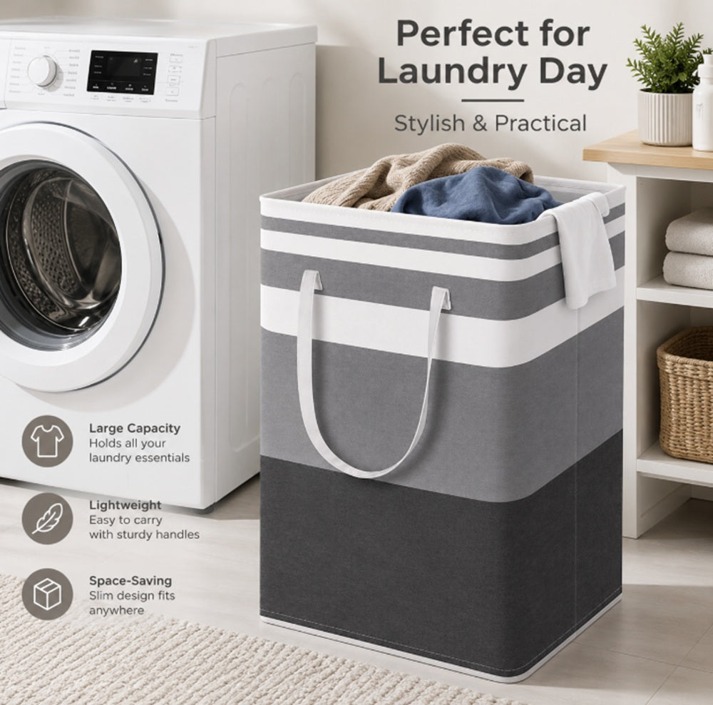 Large Collapsible Laundry Basket & Freestanding Hamper | TIKA