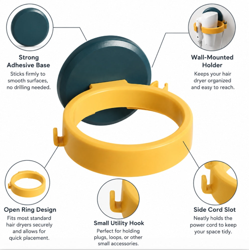Self-Adhesive Hair Dryer Holder | TIKA