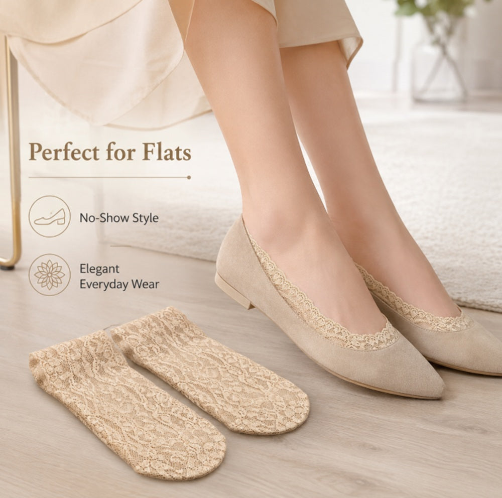 3-Pair Women’s Lace No-Show Liner Socks | TIKA