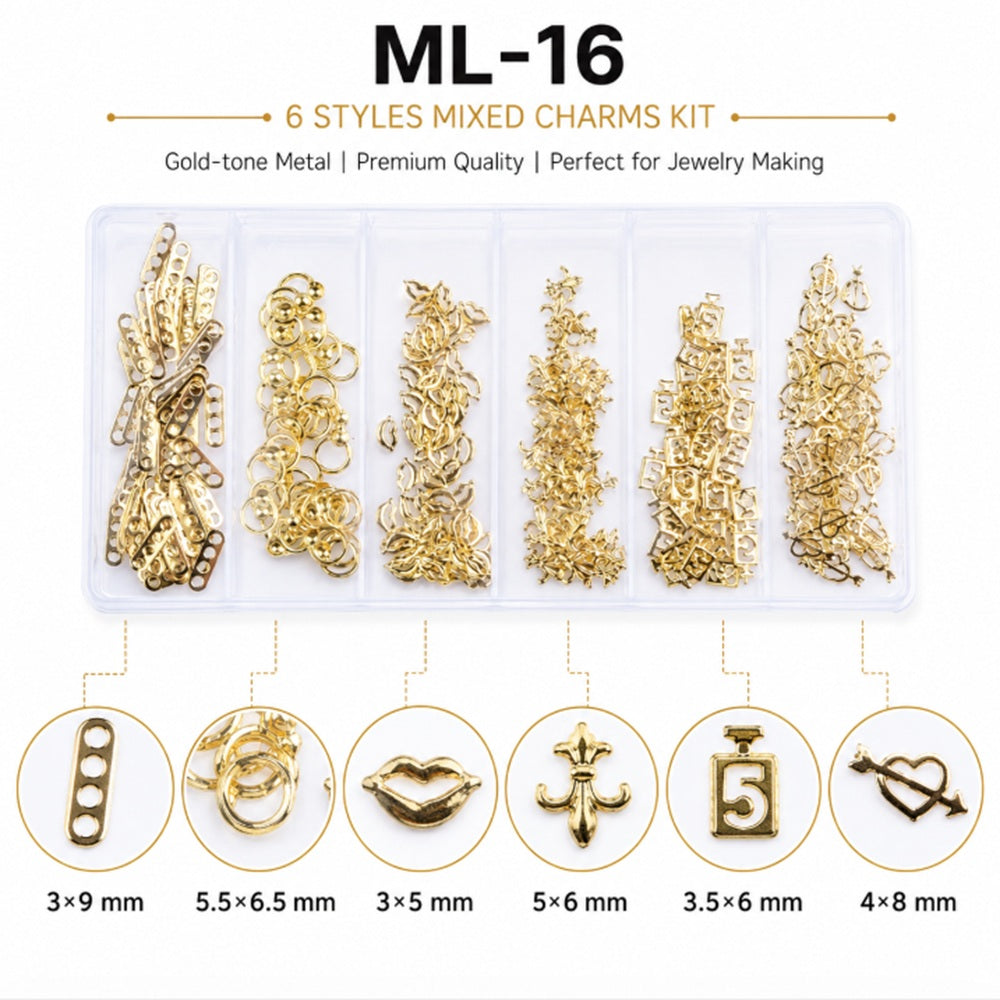 3D Nail Art Rhinestone & Gold-Tone Charm Kit | TIKA