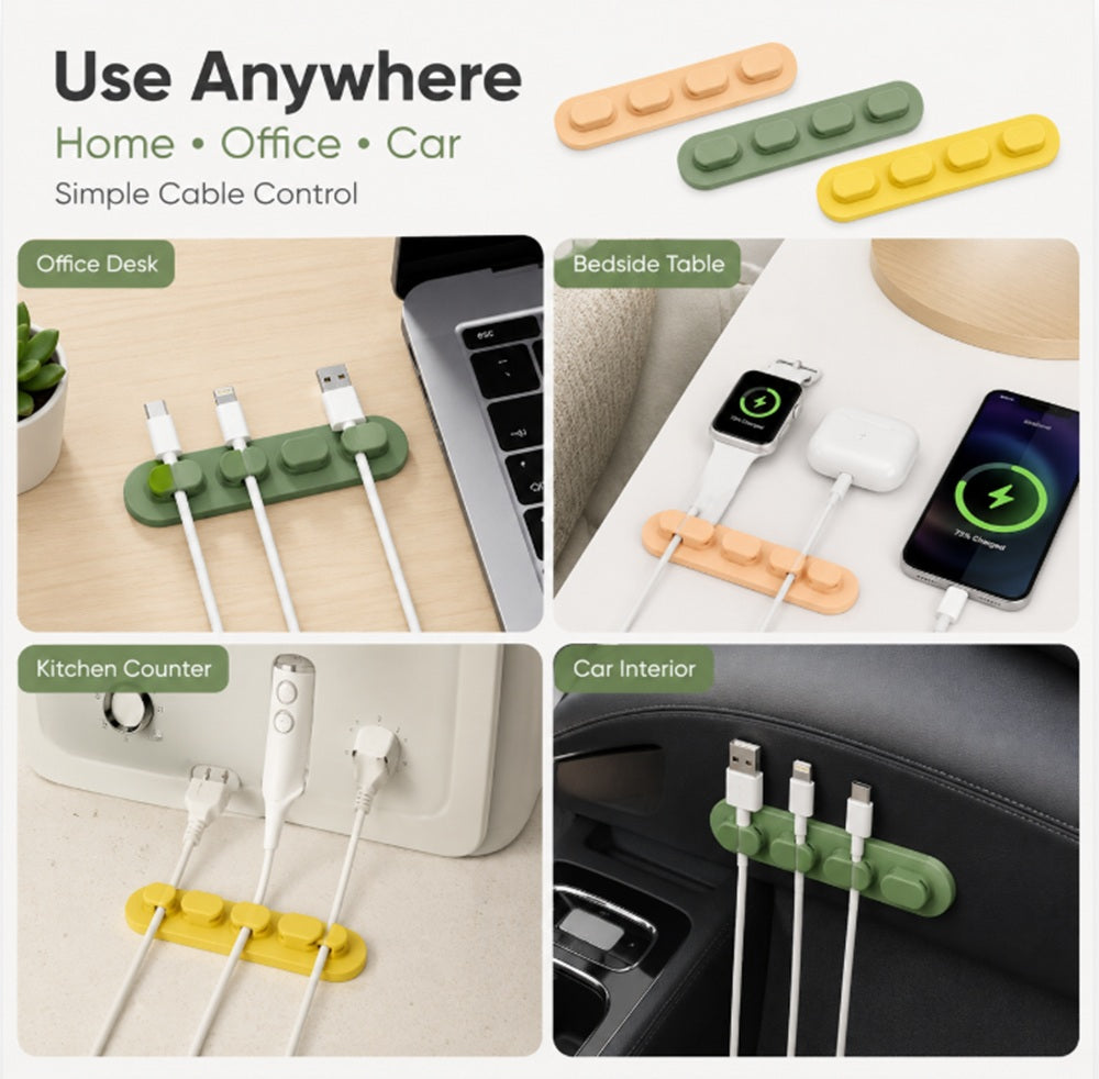 3-Pack Self-Adhesive Silicone Cable Organizer Clips | TIKA
