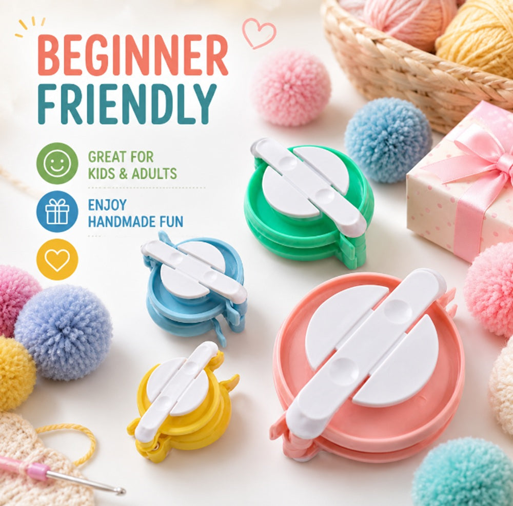 4-Size Yarn Pom Pom Maker Kit | TIKA
