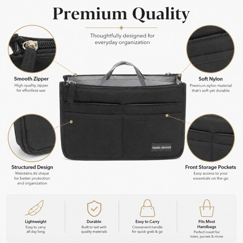 Multi-Pocket Handbag Organizer Insert for Purses & Totes | TIKA