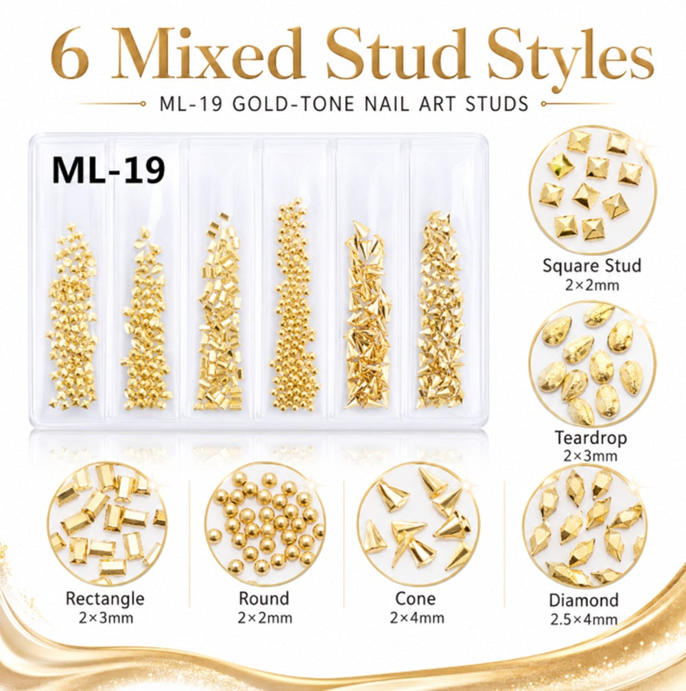 3D Nail Art Rhinestone & Gold-Tone Charm Kit | TIKA