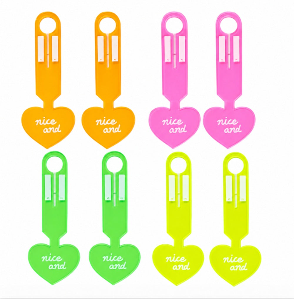 8-Pack Fluorescent PVC Heart Luggage Tags | TIKA