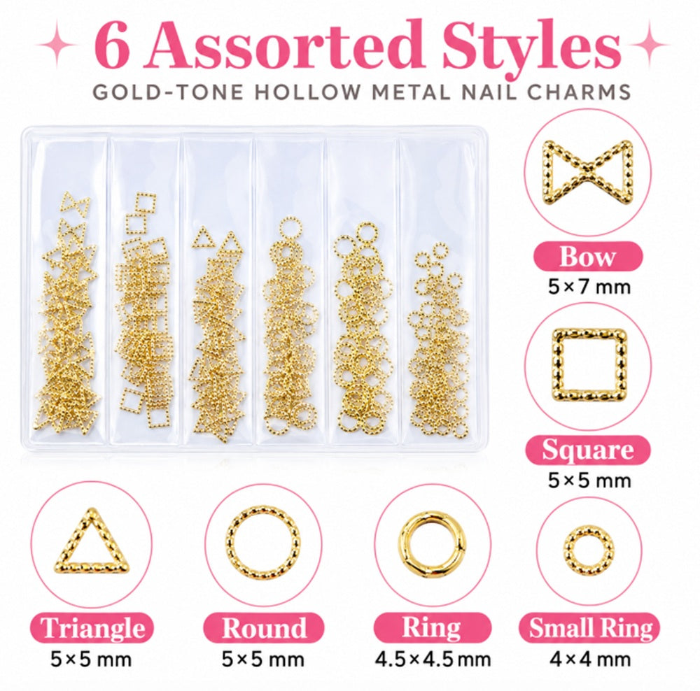 3D Nail Art Rhinestone & Gold-Tone Charm Kit | TIKA