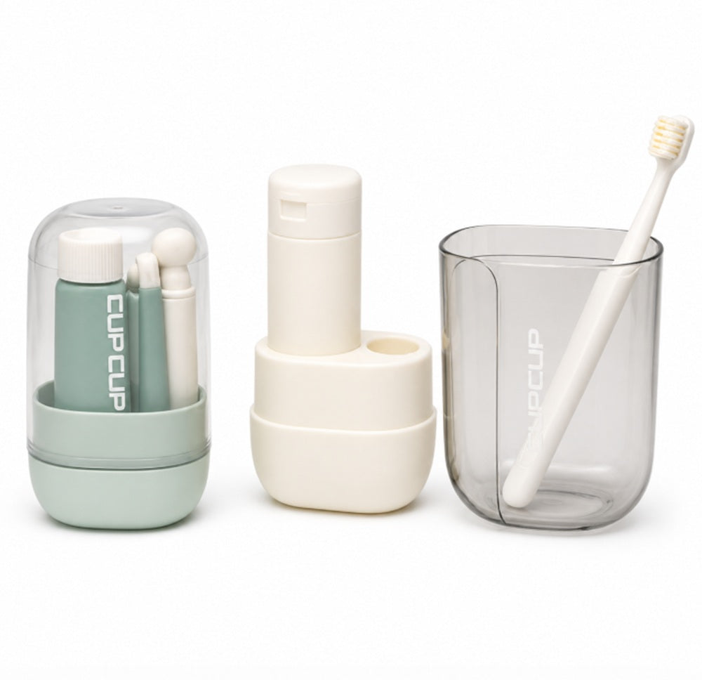 3-in-1 Travel Toothbrush & Toothpaste Case with Cup | TIKA