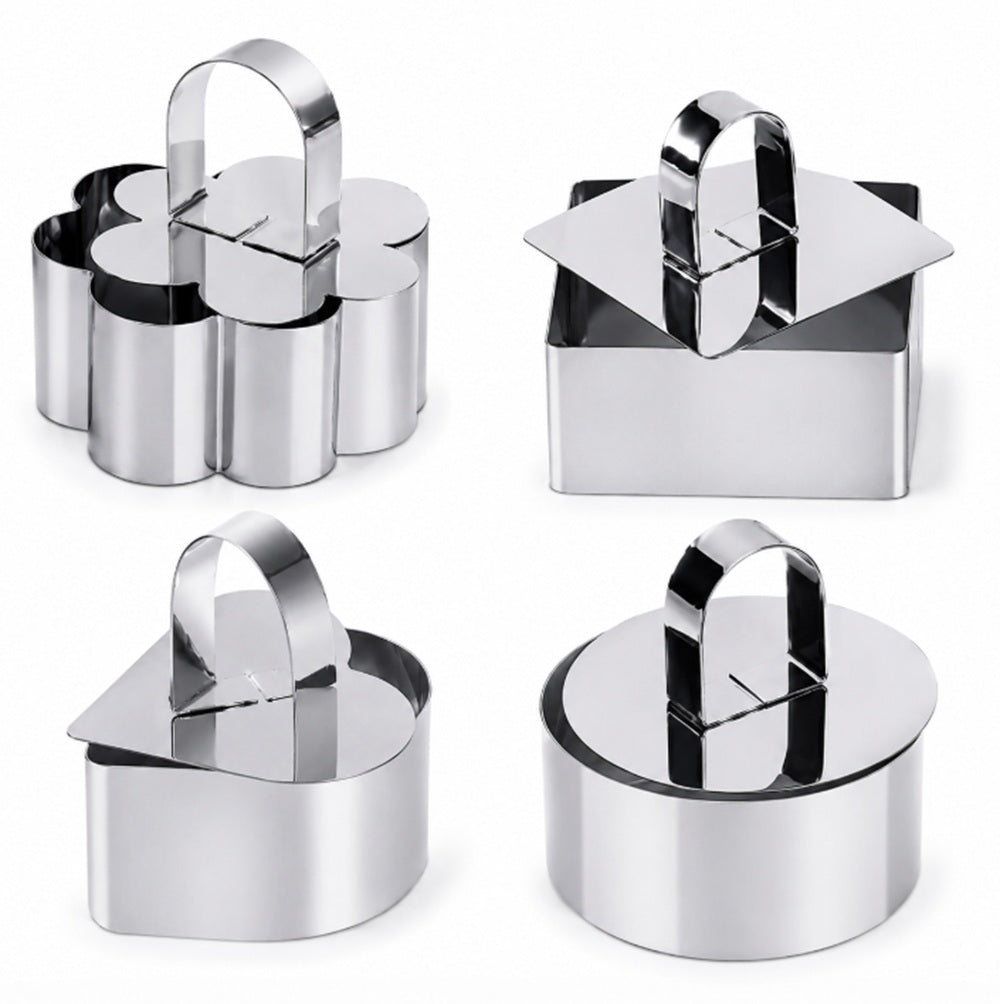4-Pack Stainless Steel Mousse Ring Molds with Pusher | TIKA