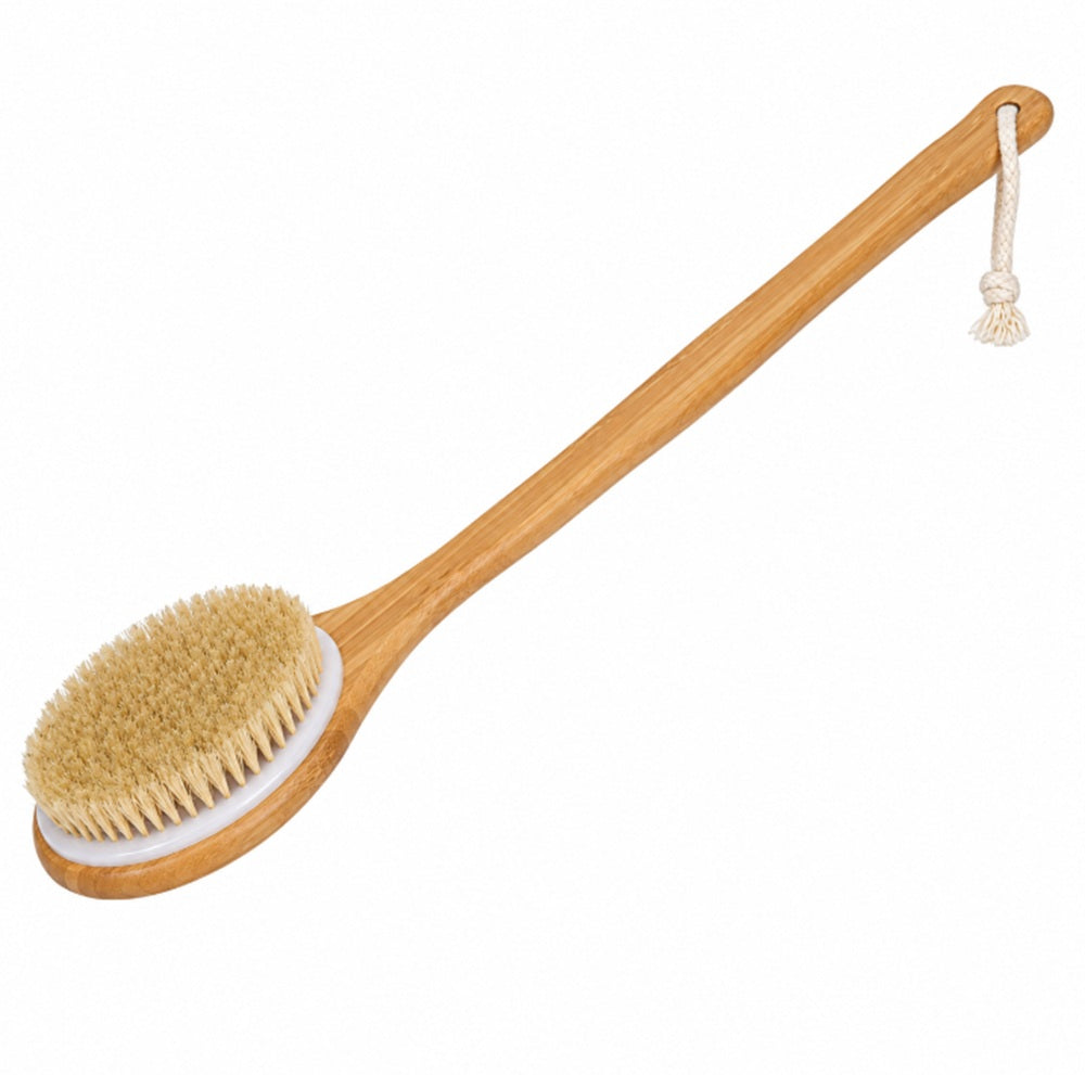 Wooden Natural Bristle Body Brush for Dry & Wet Use | TIKA