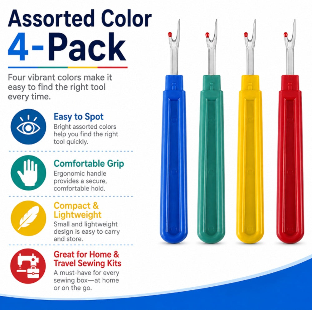 4-Piece Seam Ripper & Stitch Removal Tool Set | TIKA